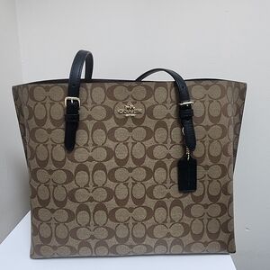 Coach Brown and Black Signature Tote Bag